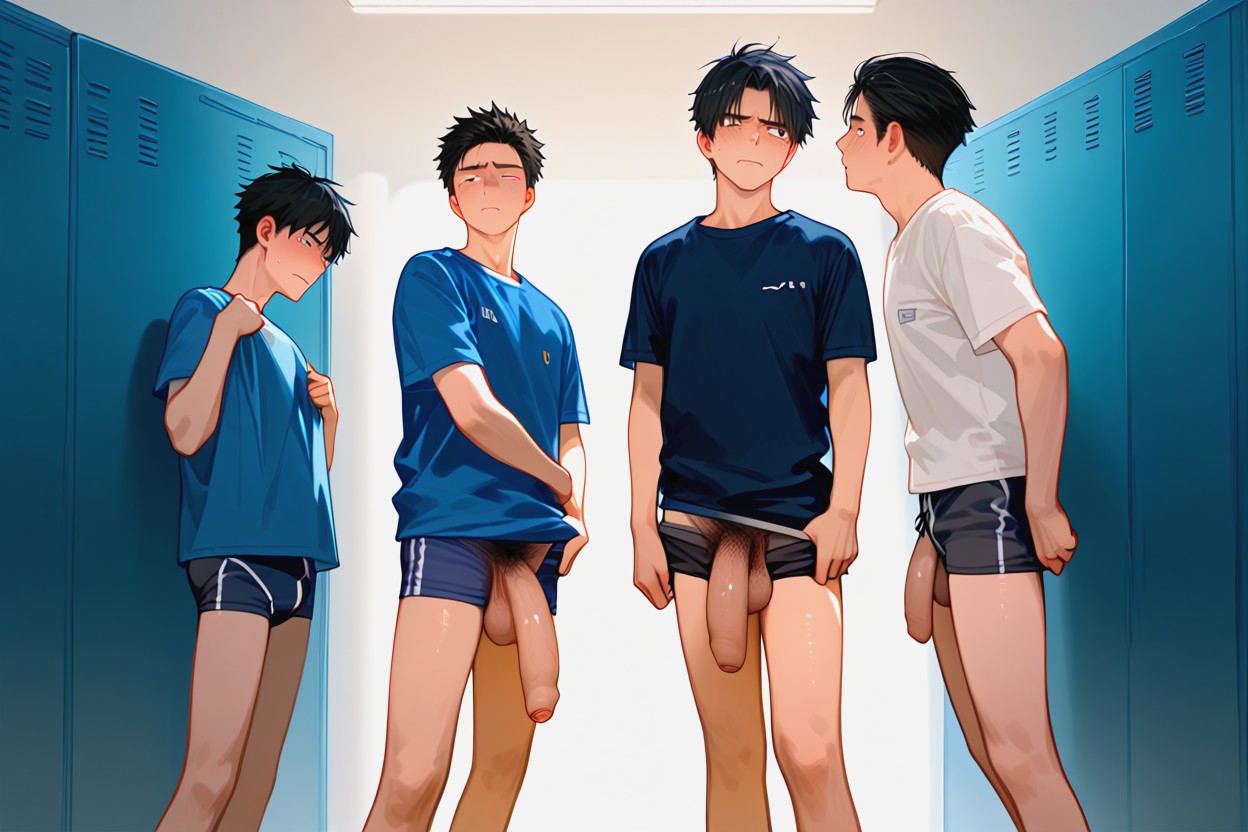 3 People, Extremely Saggy Balls, Dressing Room AI Gay Porn