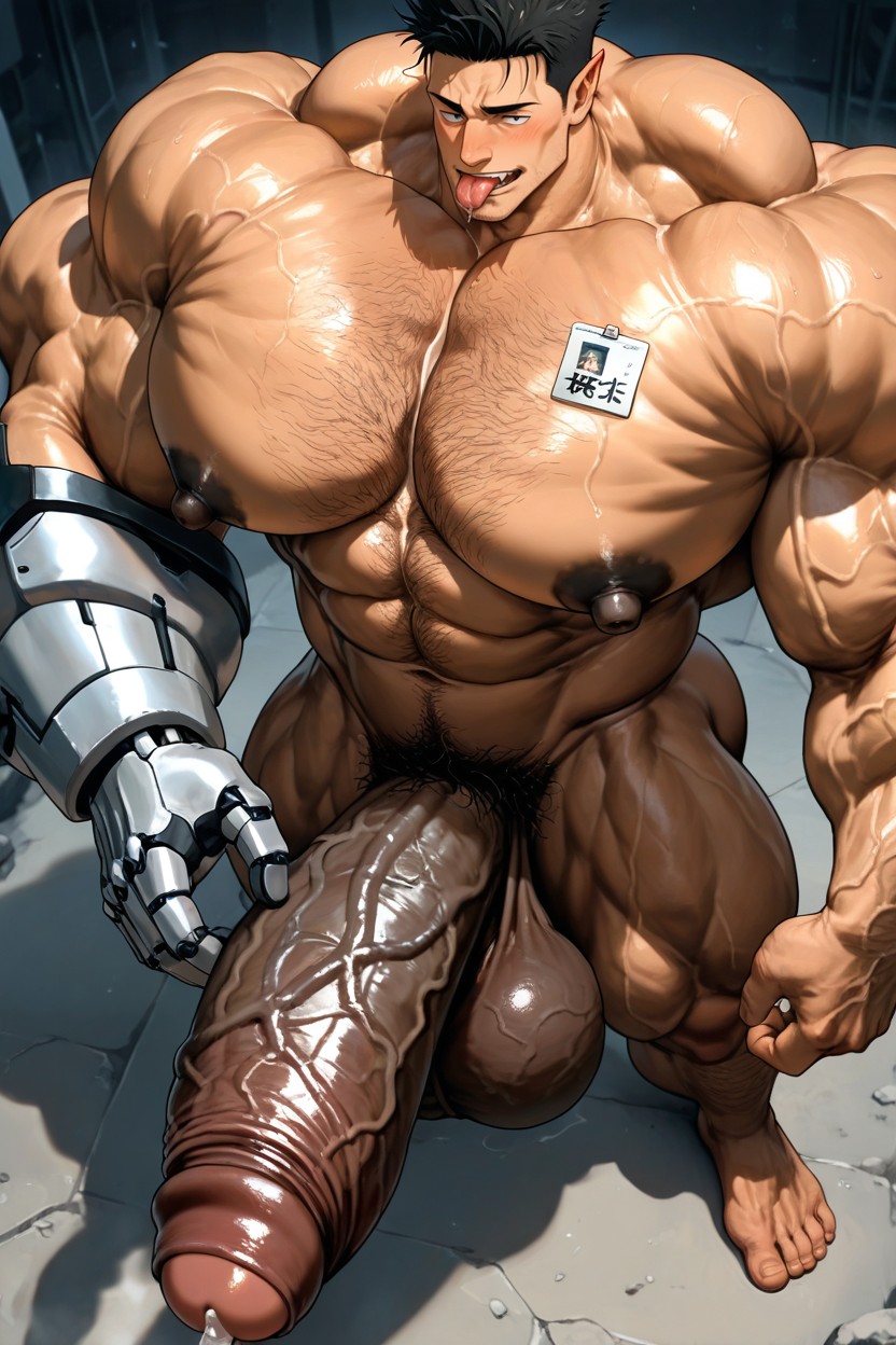Vivid Cinematic Light Casting Rembrandt-style Deep Shadows On His Massive Bulking Body, Muscular, Using Vrvirtual Reality AI Gay Porn