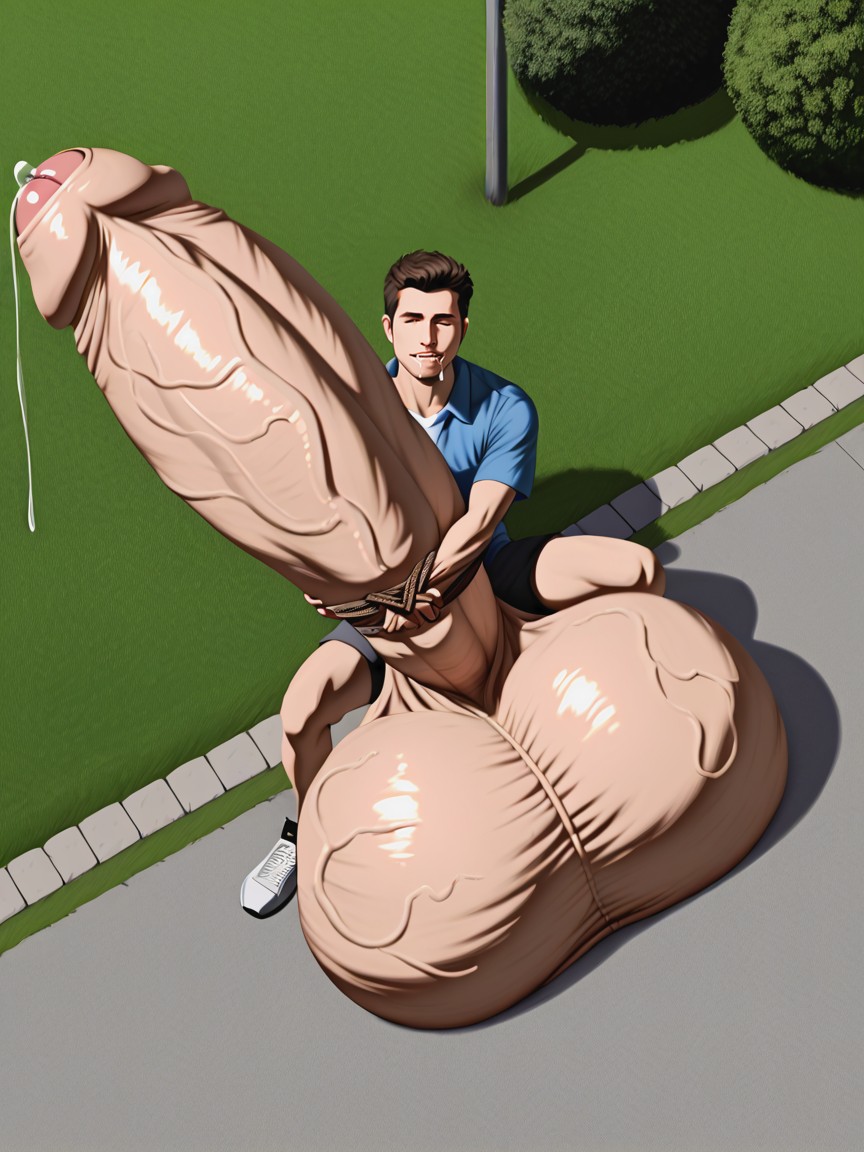 Monocock, Gigantic Hyper Balls, Surreal Absurd Impossible Gigantic Cock Size AI Gay Porn