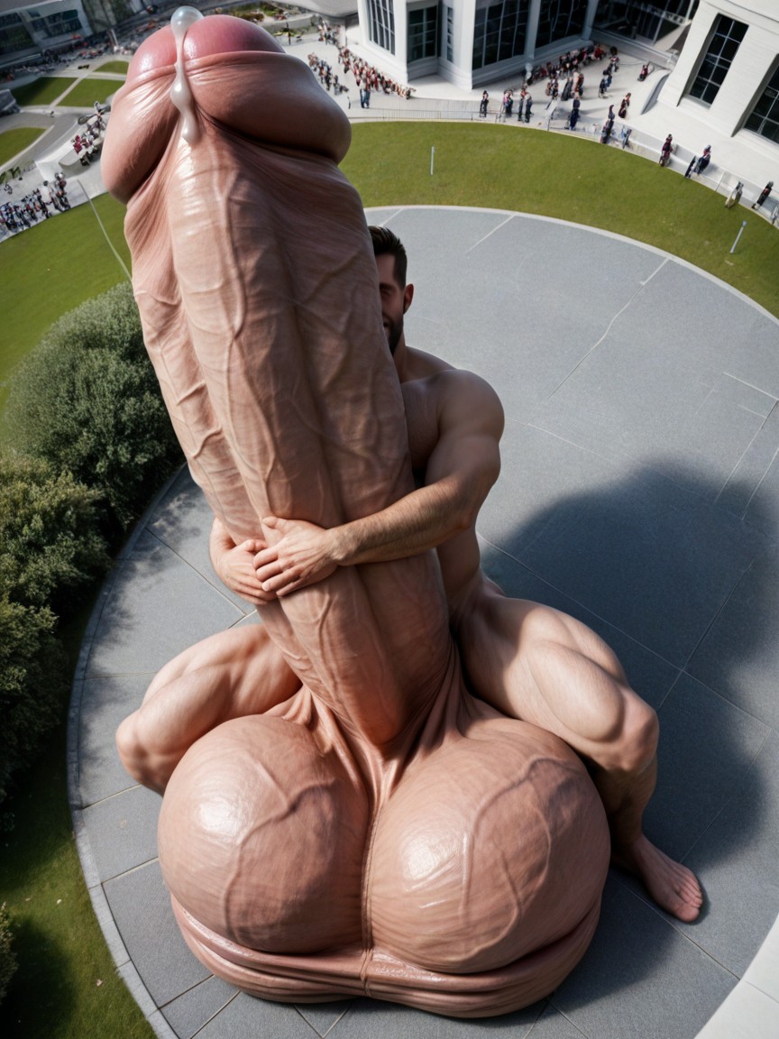 Gigantic Hyper Balls, Gigantic Fully Erect Human Penis, Monocock AI Gay Porn
