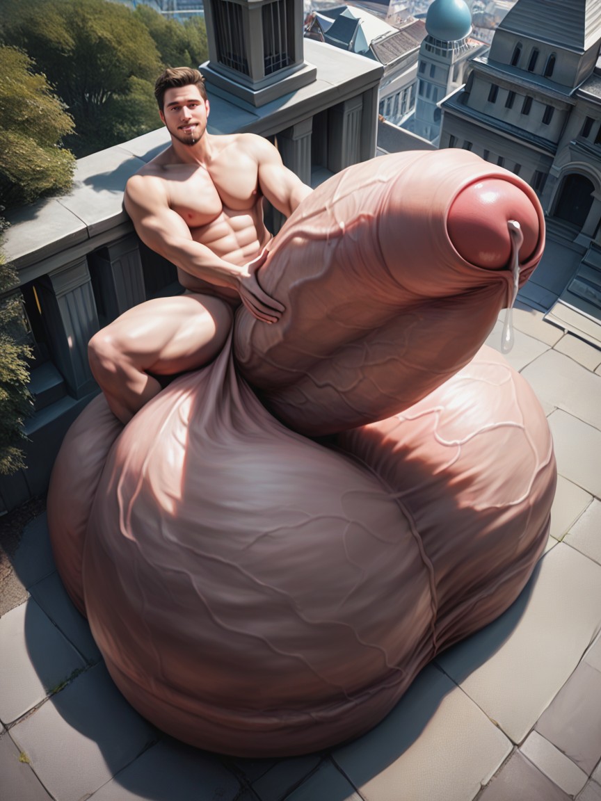 Overhead View, Solo, Drooling AI Gay Porn