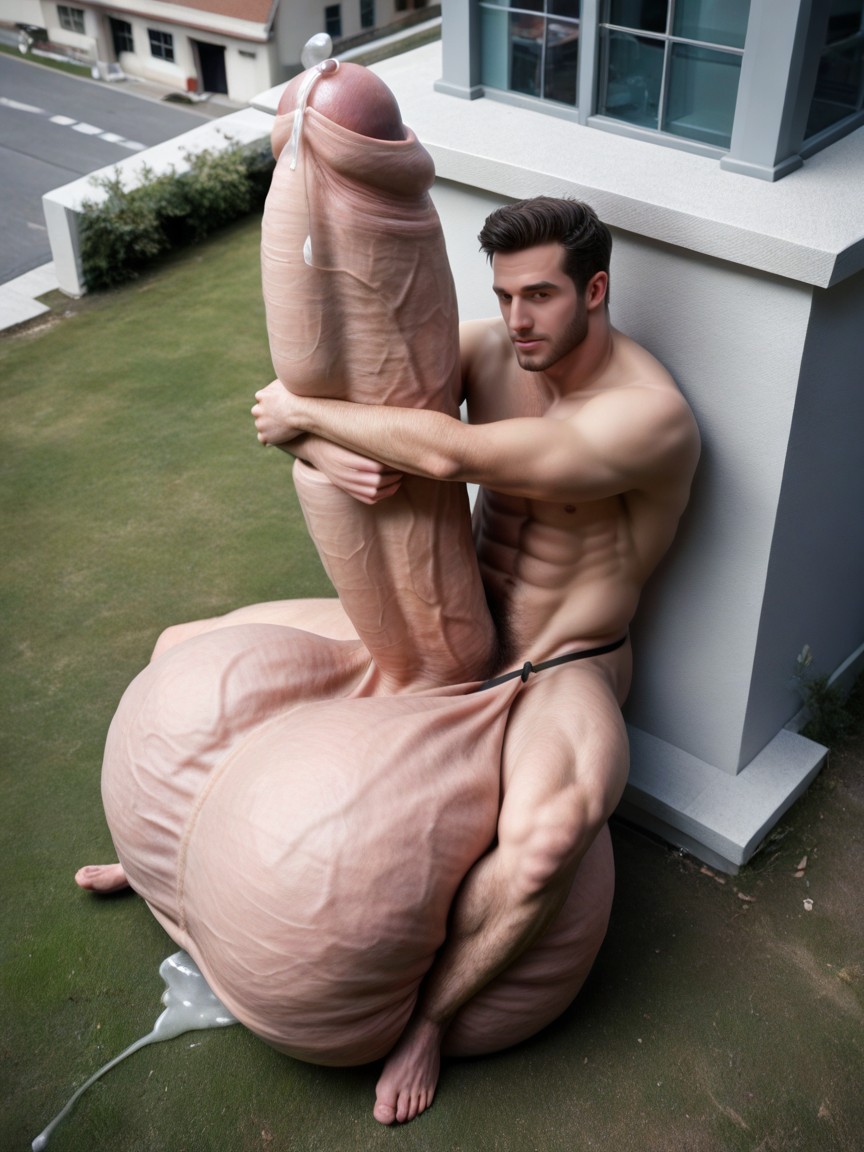 Angular Features, Detailed, Outdoors AI Gay Porn