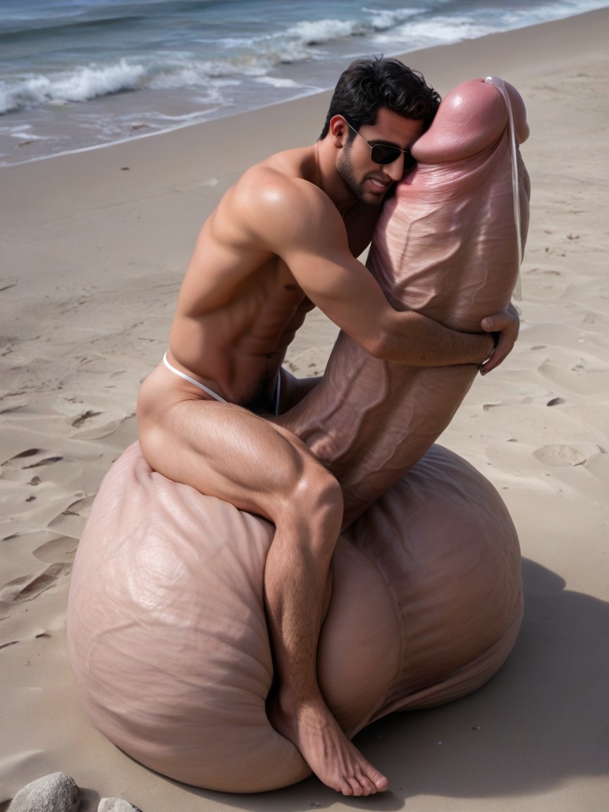Photorealistic, Awkward, Hugging Cock AI Gay Porn