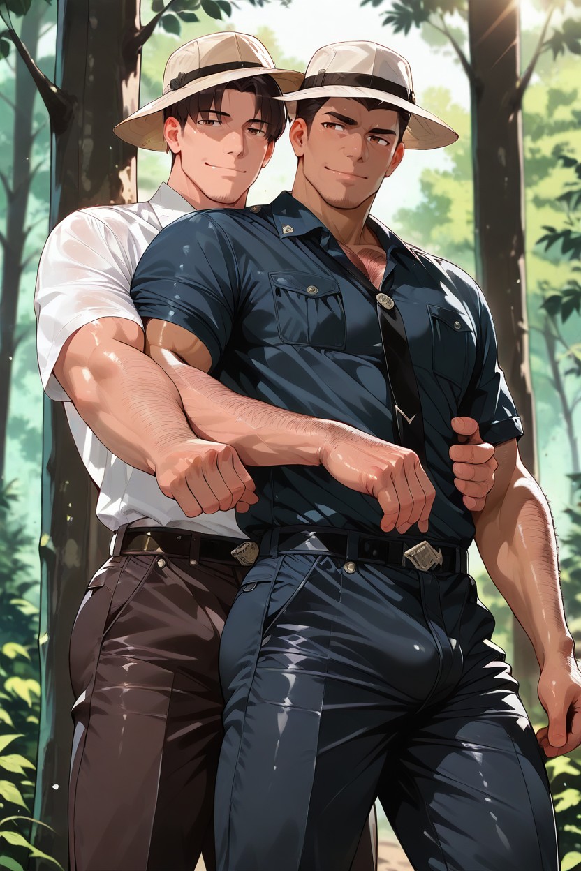 Belly Hair, Standing, Smiling AI Gay Porn