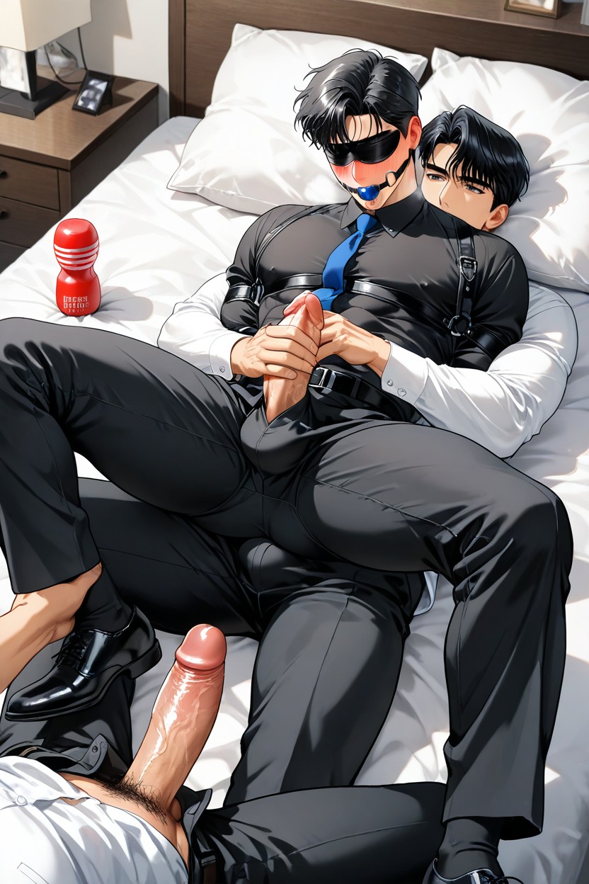 Only Men, Tenga Cup, Black Leather Belt Wrapped Around His Shirt AI同性戀黃片