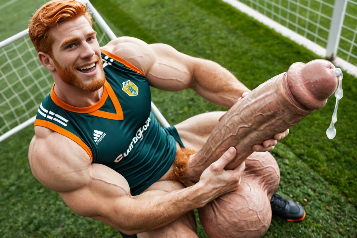 Holding Cock With Both Arms, Male Ginger Hair, Selfie AI Gay Porn