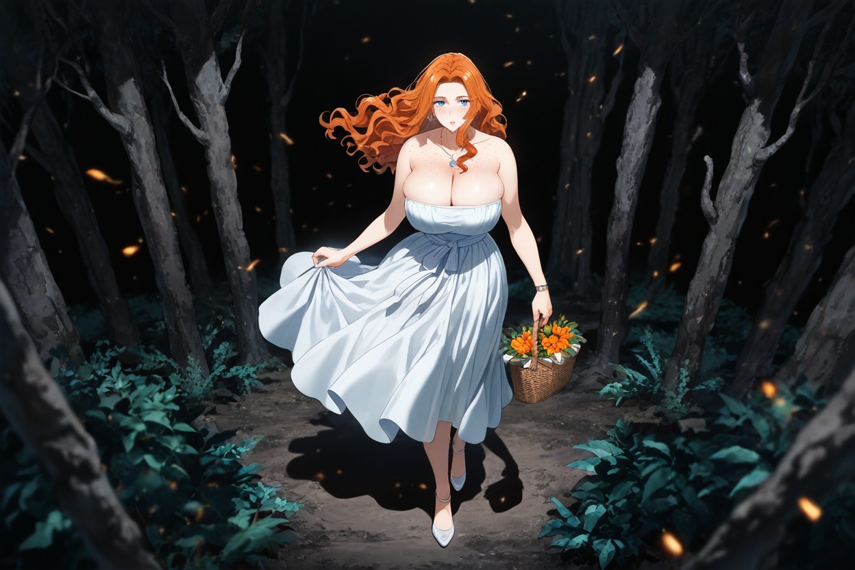 Dense Trees, Huge Breasts, Dress Blowing In Wind AI Gay Porn