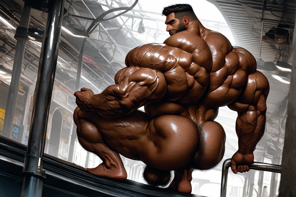 Long Strong Neck, Bodybuilder, Top Down AI Gay Porn