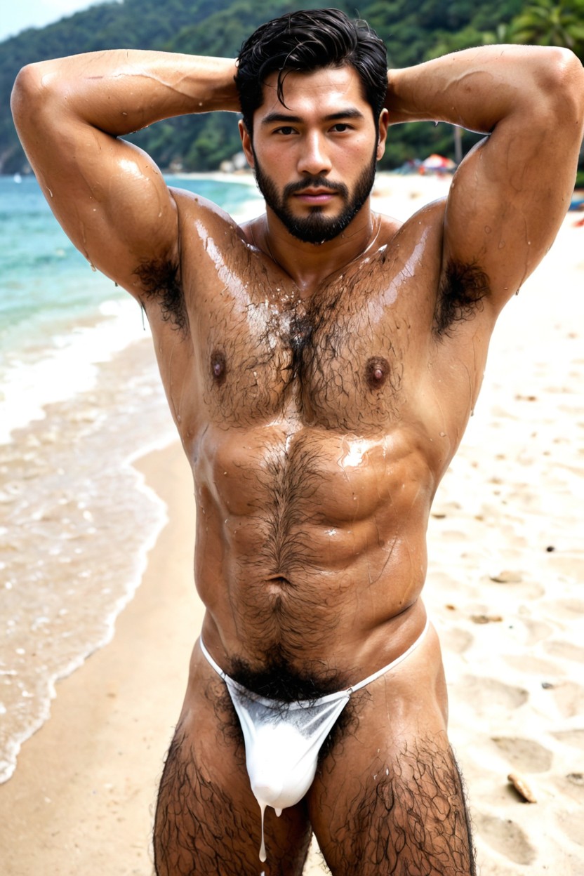 Extreme Bushy Hairy Armpits, Hyper Realistic, Erect Hairy Cock AI Gay Porn