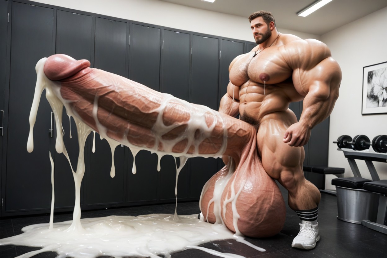 Cock Focus, Cum On Thighs, Barcode Tattoo AI Gay Porn