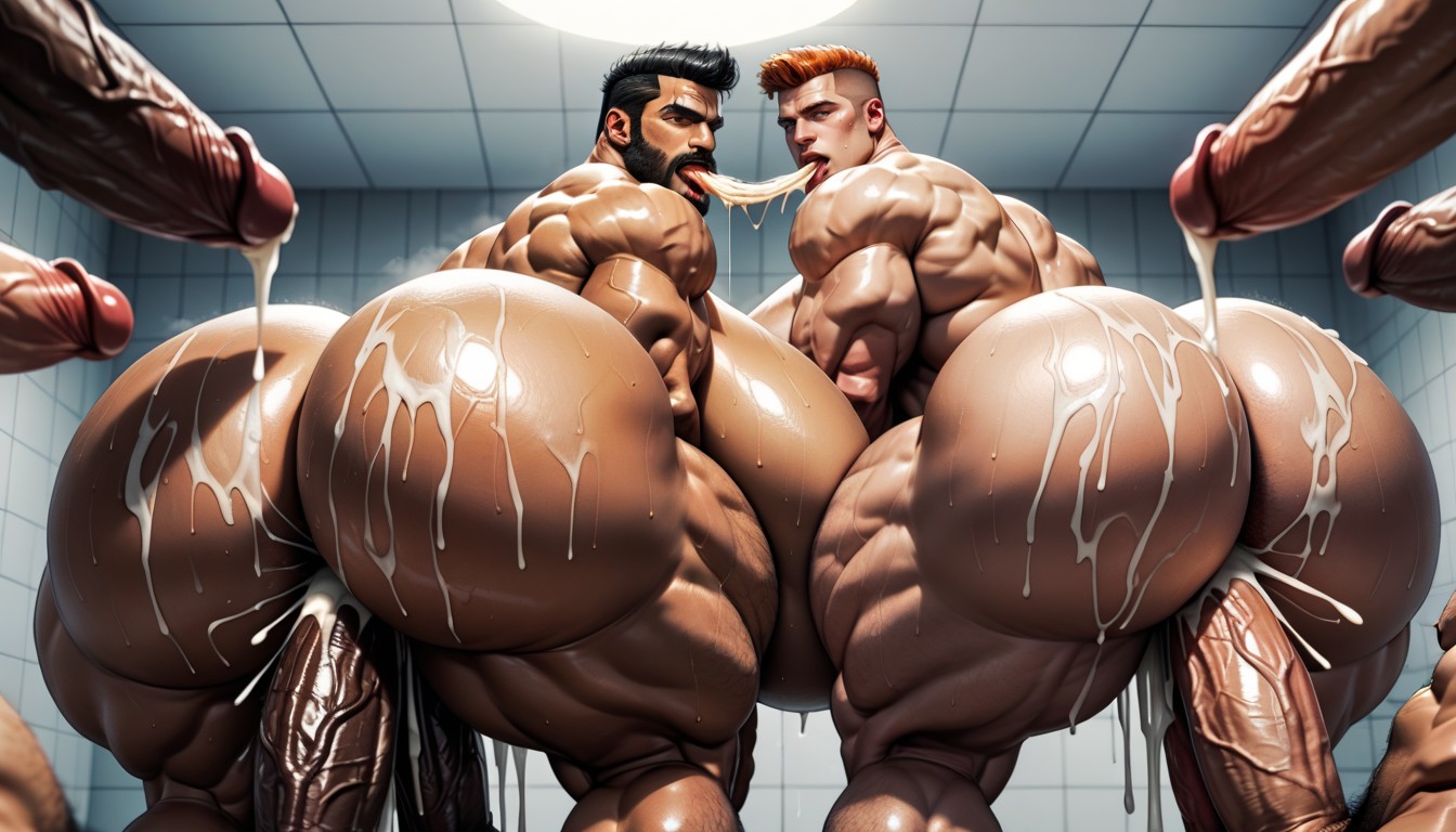 Double Penetration, Bearded, Close Up AI Gay Porn