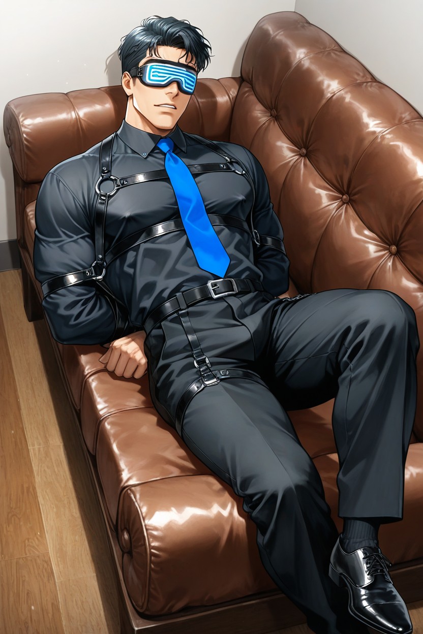 Lying On A Bench, Feet Placed On Either Side Of The Chair, 正常 AI同性戀黃片