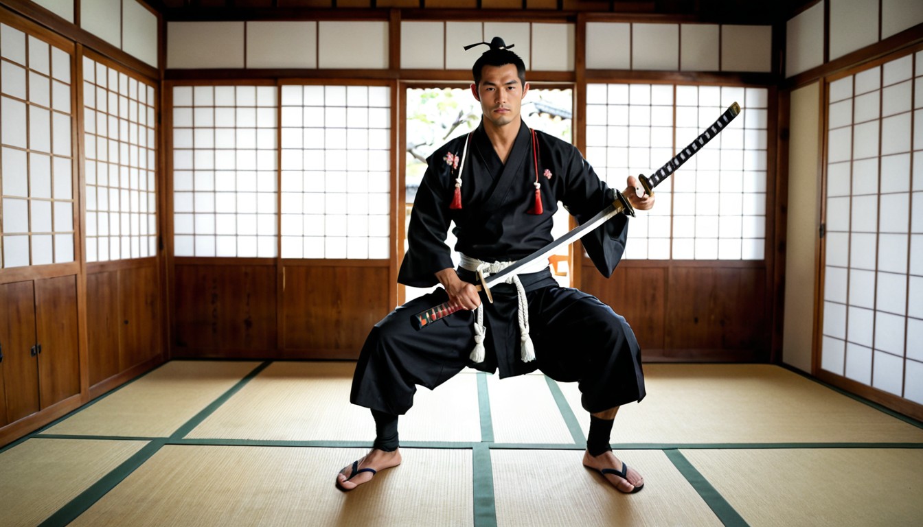 Sunny, Full Body, Japanese Holding Samurai Sword In One Hand AI Gay Porn
