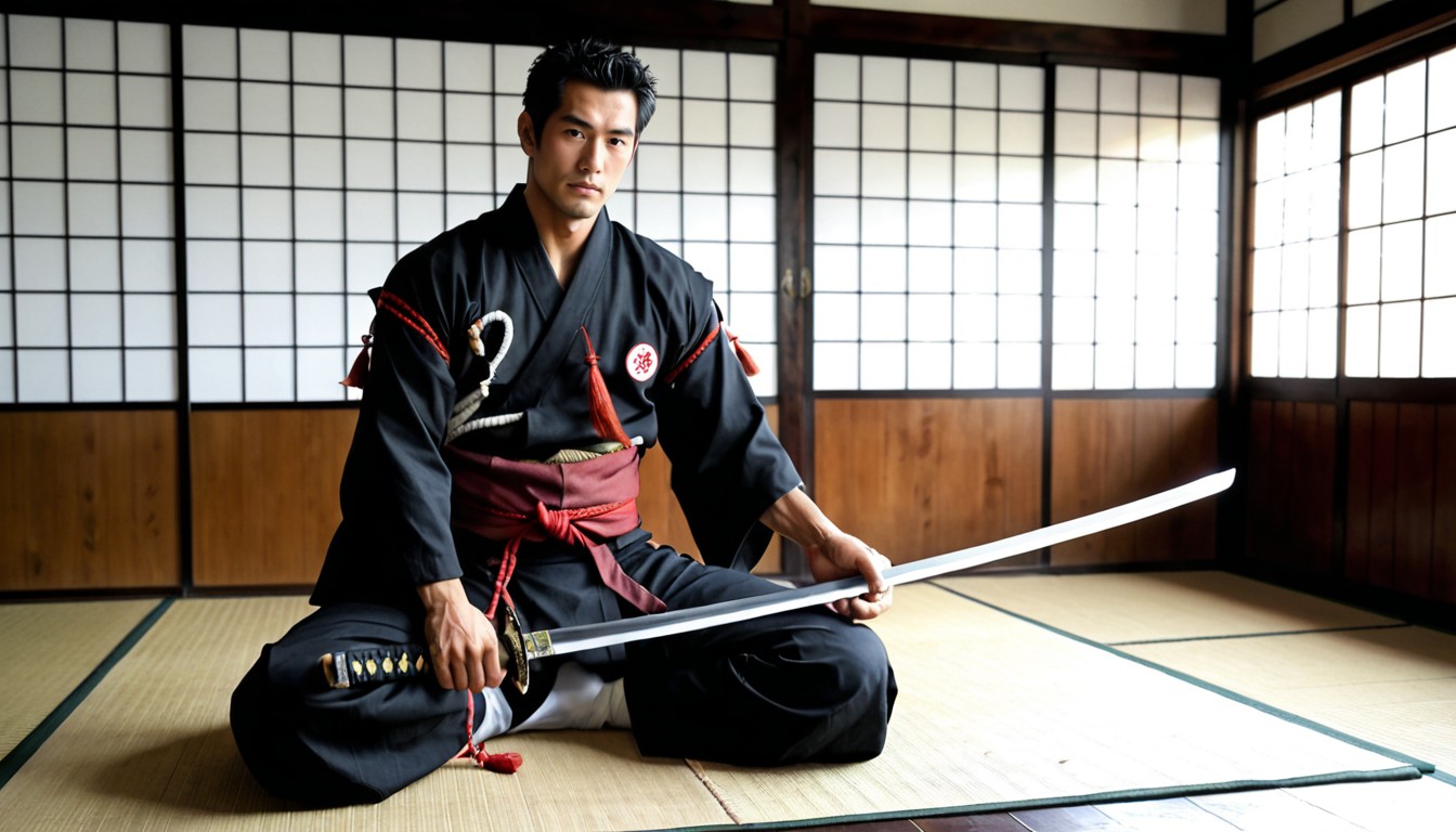 +, Not Naked, Samurai In Typical Samurai Position AI Gay Porn