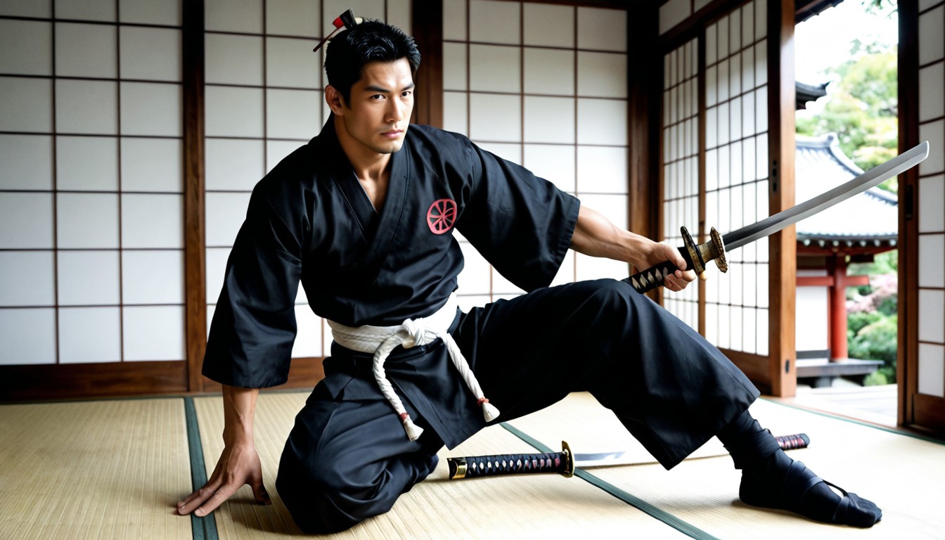 Handsome Strong Rugged Samurais, Black Hair, K AI同性恋黄片