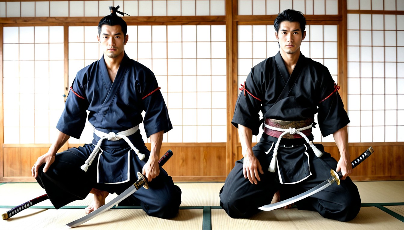 Muscular, Handsome Strong Rugged Samurais, Japanese AI Gay Porn