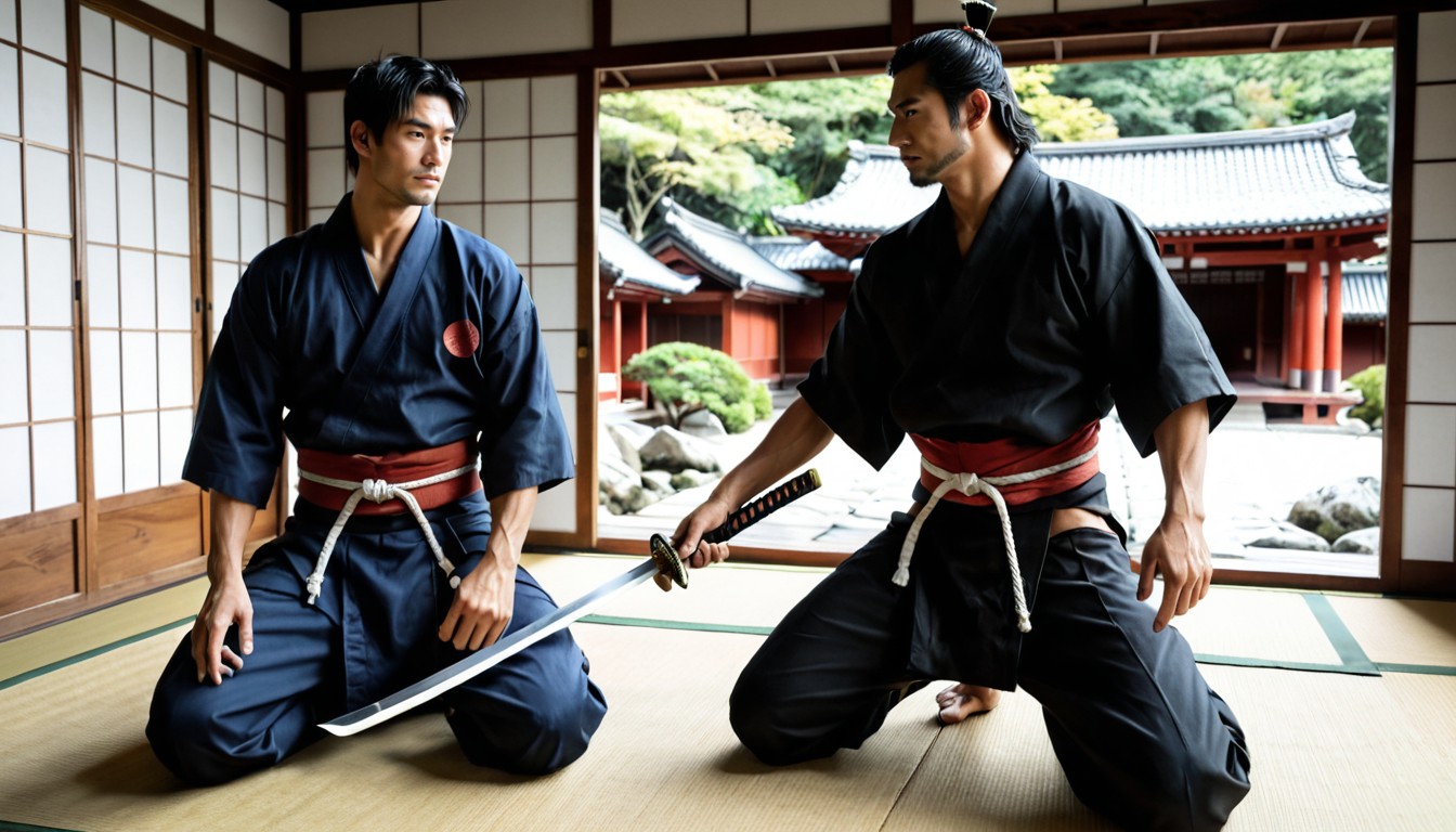 Black Eyes, Japanese Samurai, Handsome Strong Rugged Samurais Porno gay IA