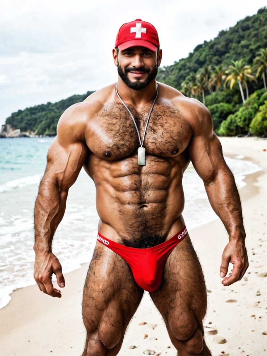 Iraqi Man, Natural Lighting, Very Thick Penis AI Gay Porn