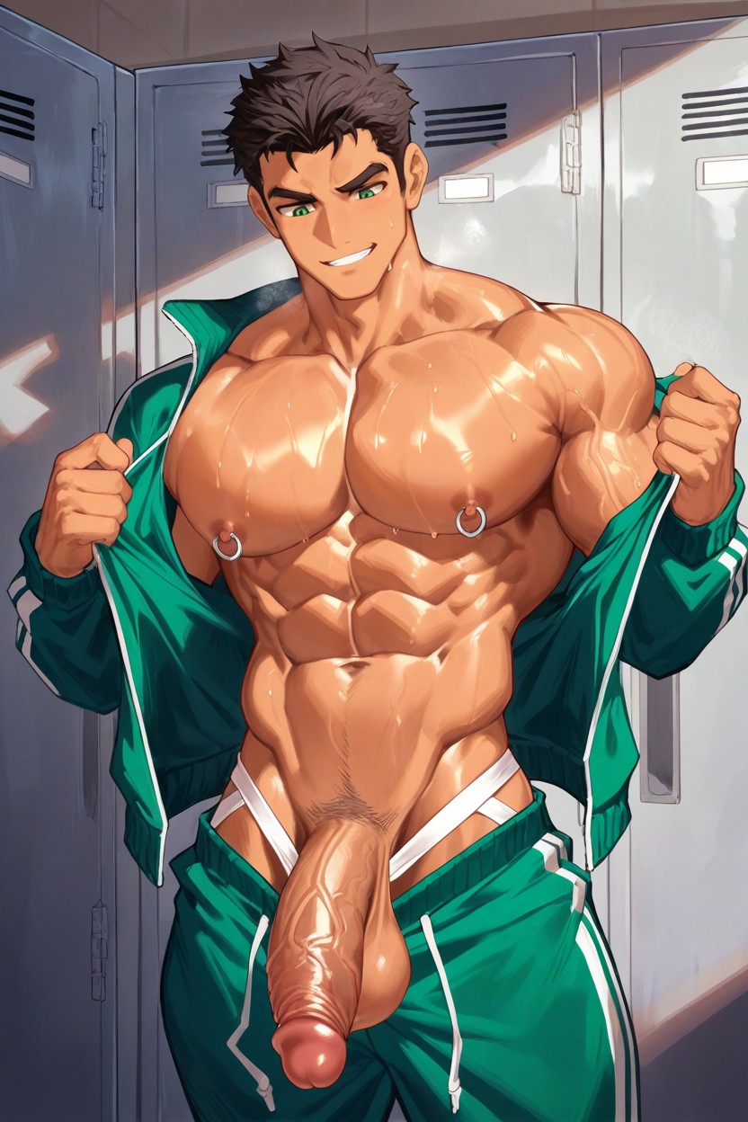 ベリーショートヘア, Huge Pecs, Big Thick Penis ゲイAIポルノ