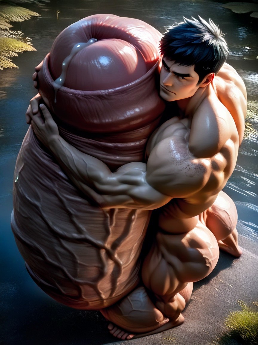 Freckles, Gigantic Uncut Hyper Penis, Cross Eyed AI Gay Porn