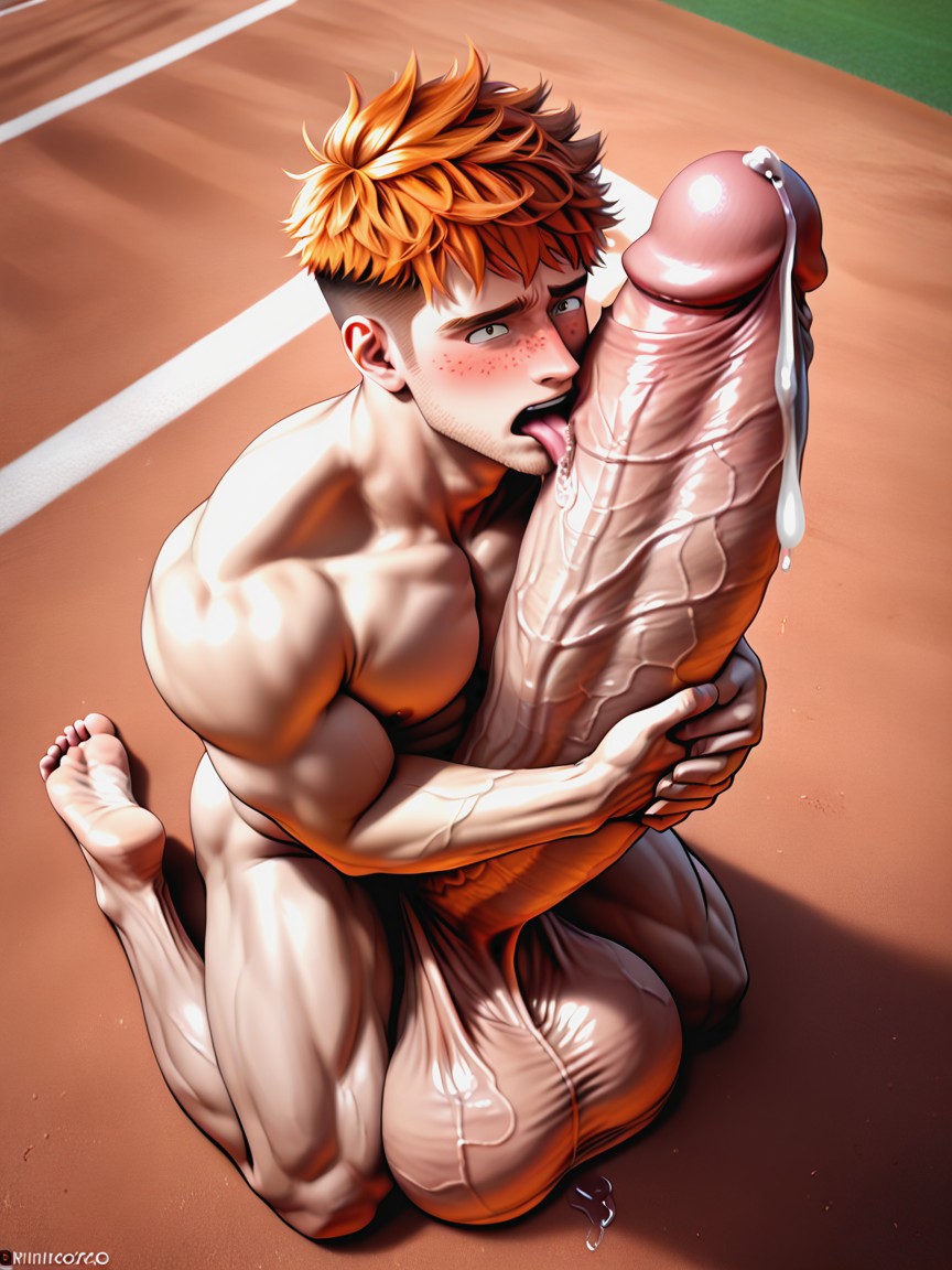 Focus On Absurdly Gigantic Fully Erect Uncut Penis, Kissing Cock, Cock Taller And Thicker Than His Whole Body AI同性戀黃片