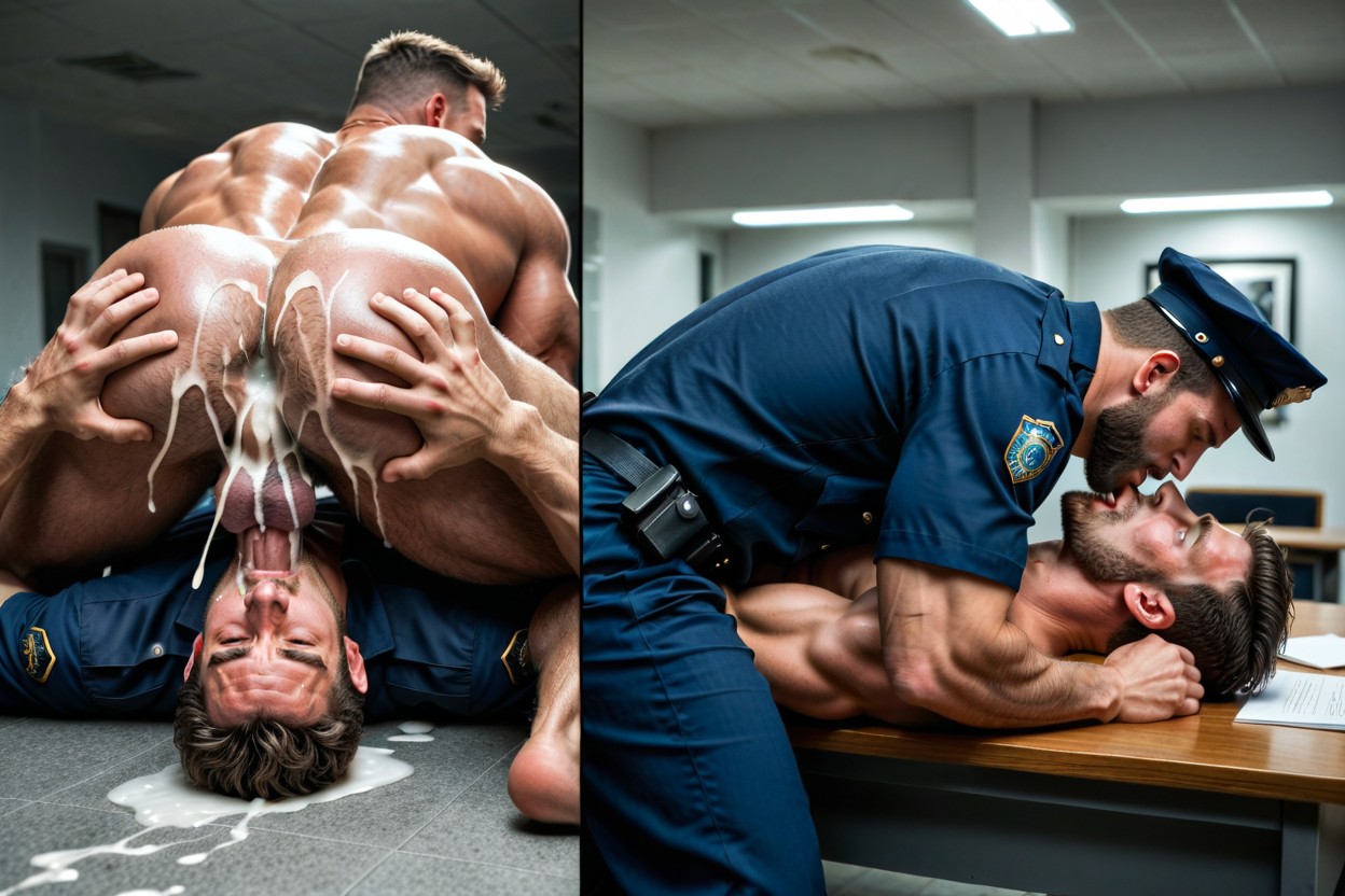 Over-the-top, Cum Dripping On The Desk And Floor, Piledriver Pornografia gay com IA