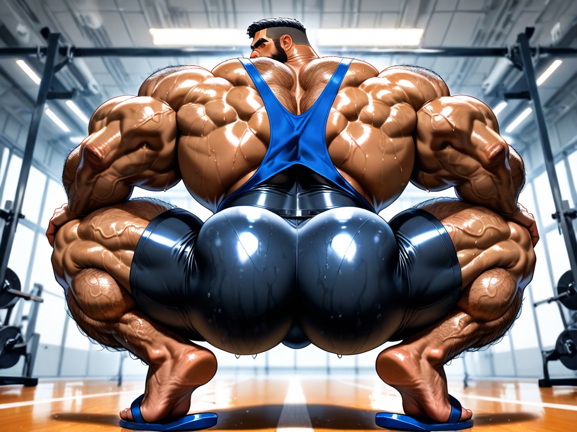 Square Jaw, Massive Meaty Body, Black Hair AI Gay Porn