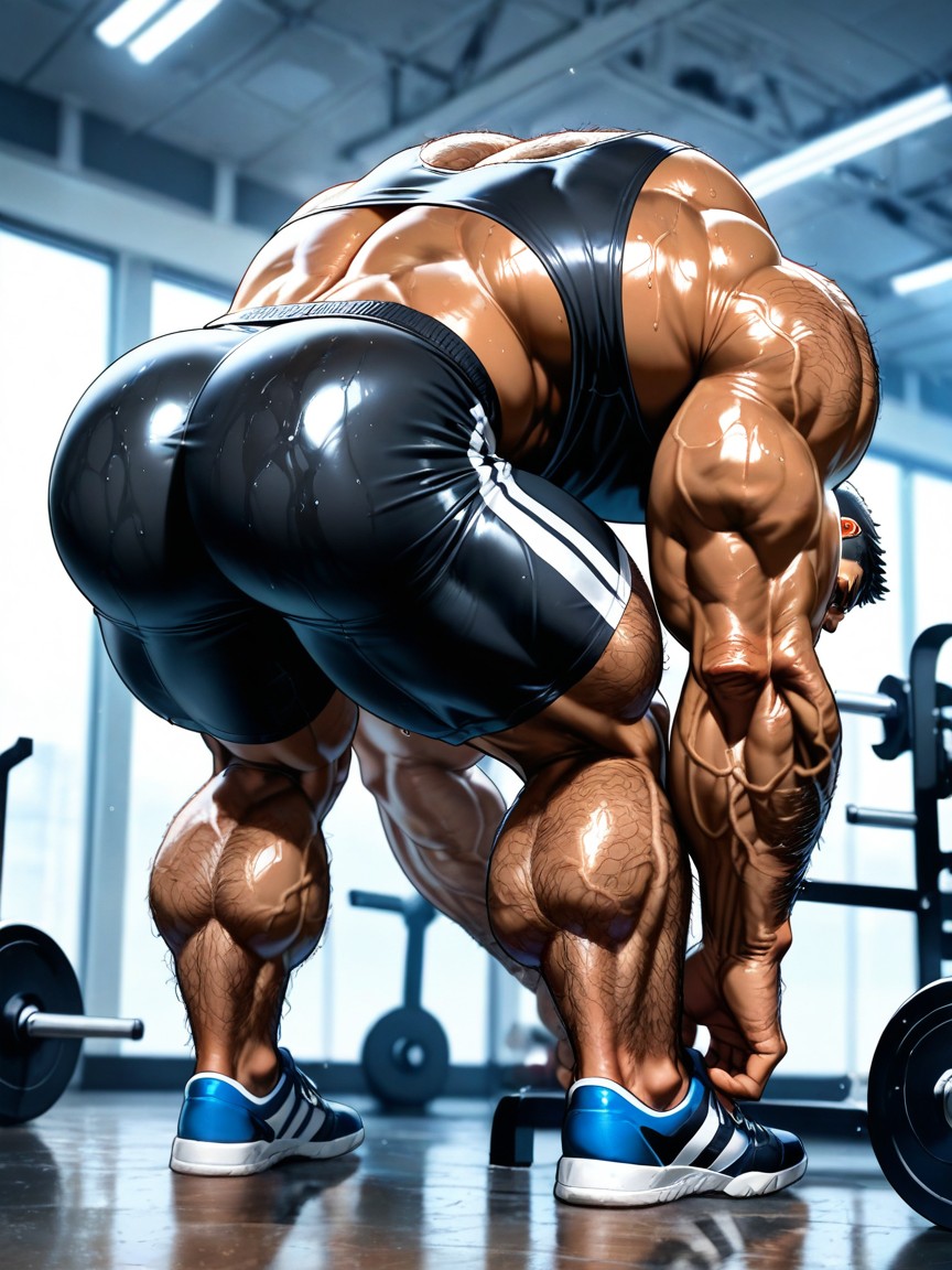 Black Gym Shoes, Sweaty, Masculine AI Gay Porn