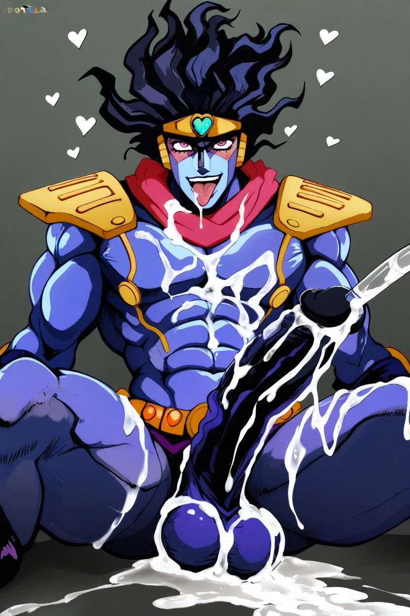 Hyper Long Cock, Excesive Cum On Body, Star Platinum From Jojo's Bizarre Adventure AI Gay Porn