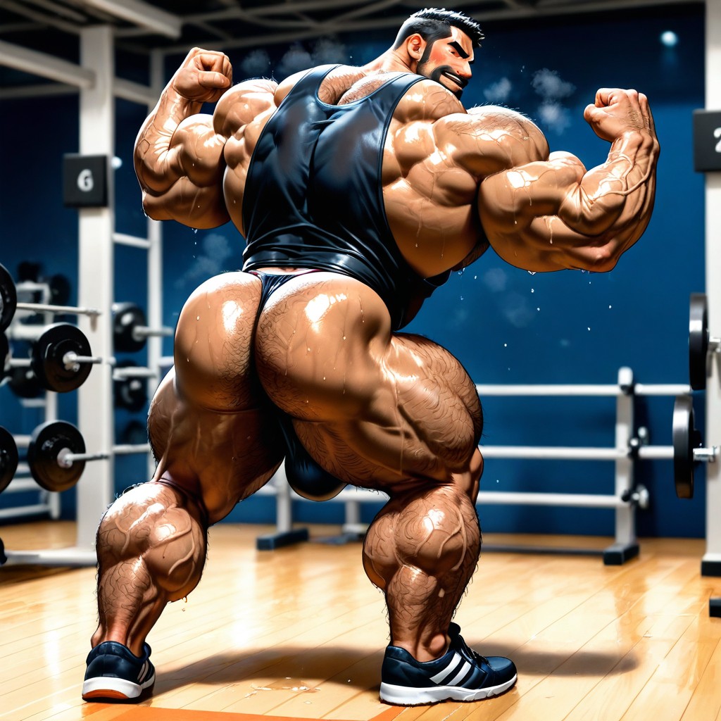 Hairy Legs, Training At Gym, Tank Top AI Gay Porn