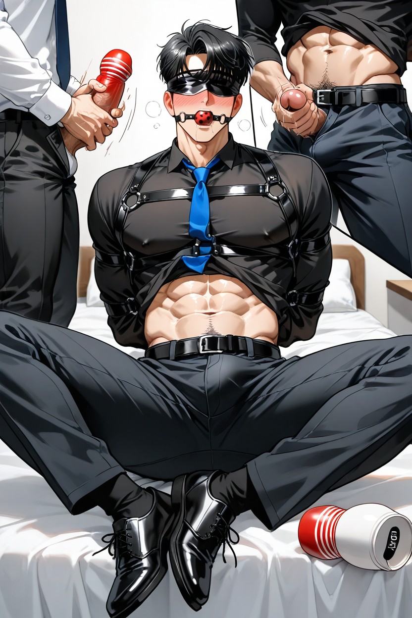 Slightly Puffy Top Of Head, Penis Outside Pants, A Blue Tie AI同性戀黃片