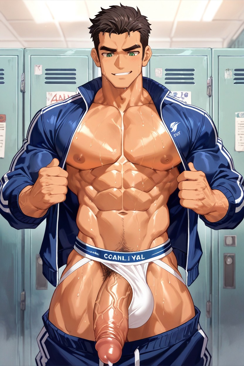 Man, Open Clothes, Messy Hair AI Gay Porn