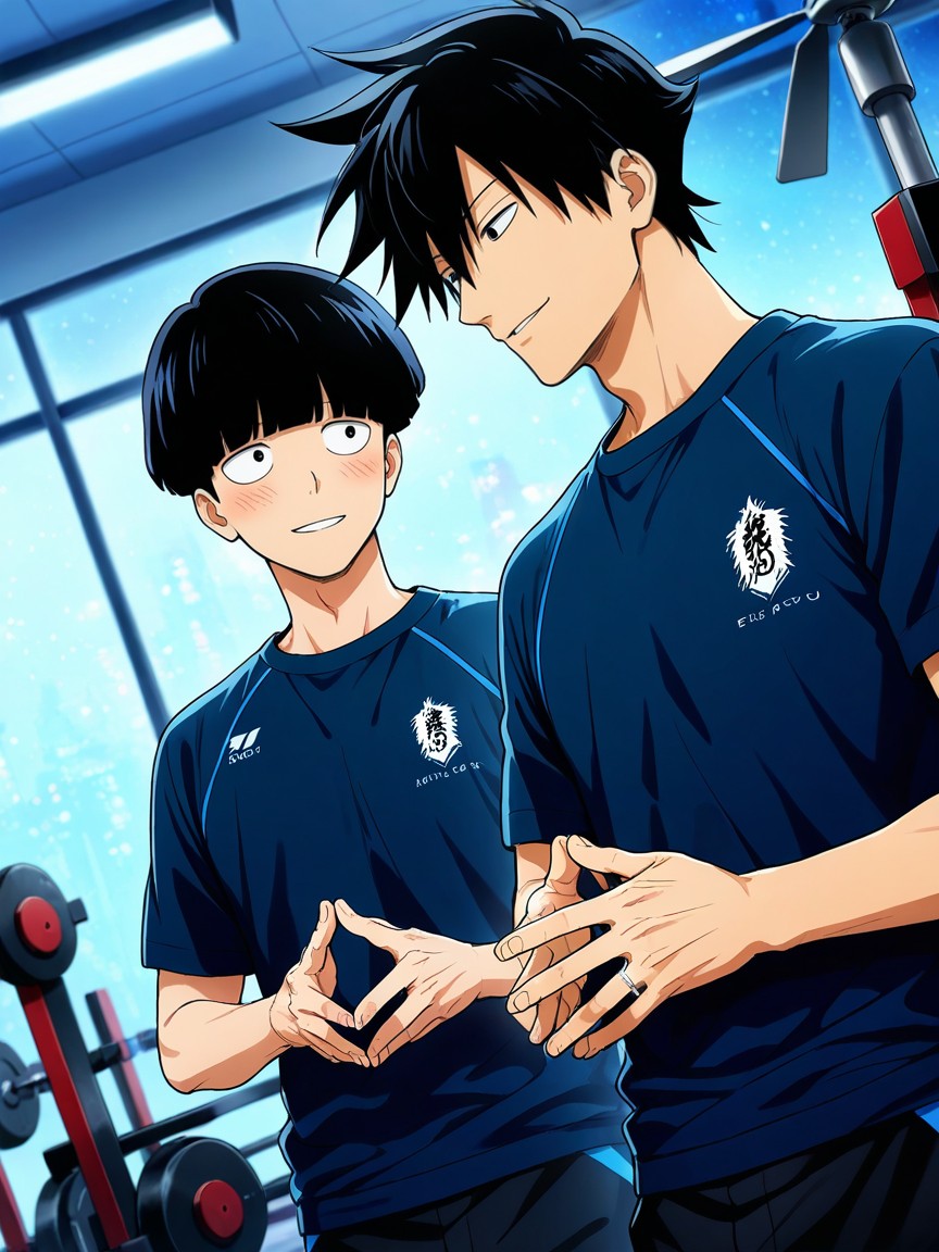 Steepled Fingers, Mobpsycho, Gym Joggers AI Gay Porn