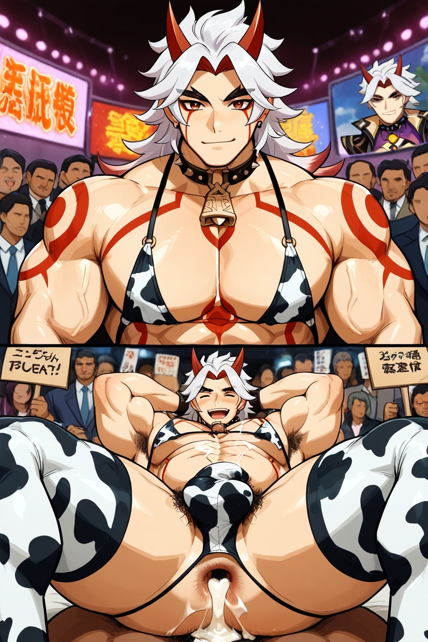 Spitroasting, Happy Trail, Cowprint Bikini AI Gay Porn