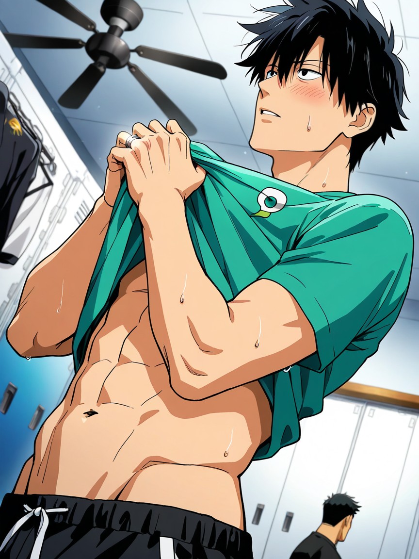Looking Afar, Exposed Stomach, Male AI同性戀黃片