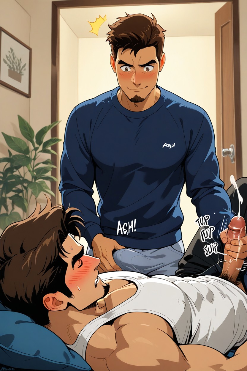 Handjob, On Back, Fully Clothed AI Gay Porn