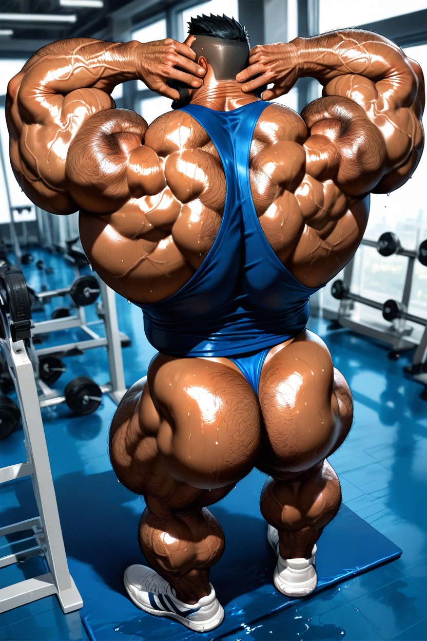 Wide Muscle Back, Oiled Skin, Huge Neck AI Gay Porn