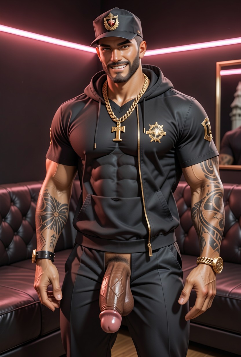 Intense Eyes Tattoos Arm, Veins Visible Hair, Knows He Is The Best Fuck You Will Ever Have Vitality And Impetuous Energy AI同性恋黄片