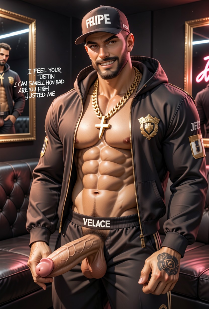 Knows He Is The Best Fuck You Will Ever Have Vitality And Impetuous Energy, Hand, Hockey Player Build Look Black Cap With Text "felipe" AI同性恋黄片
