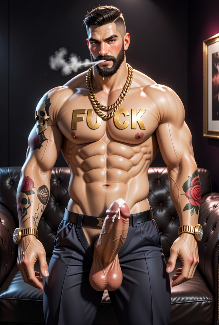 Very Hairy, Black Walls, Full Thick Black Beard AI Gay Porn