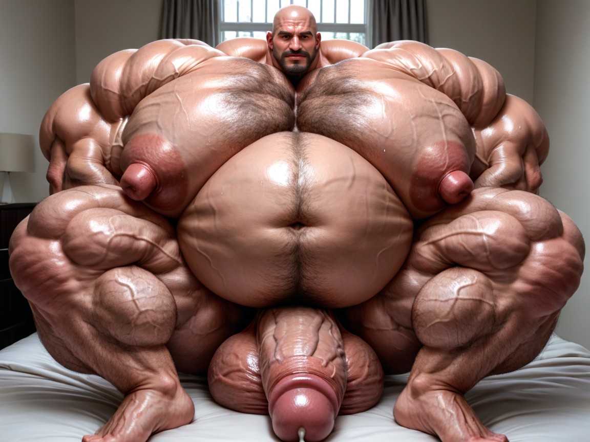 Insane Muscle Growth, Hyper Bulky Veins On Forehead, Puffy Moist Nipples AI同性戀黃片