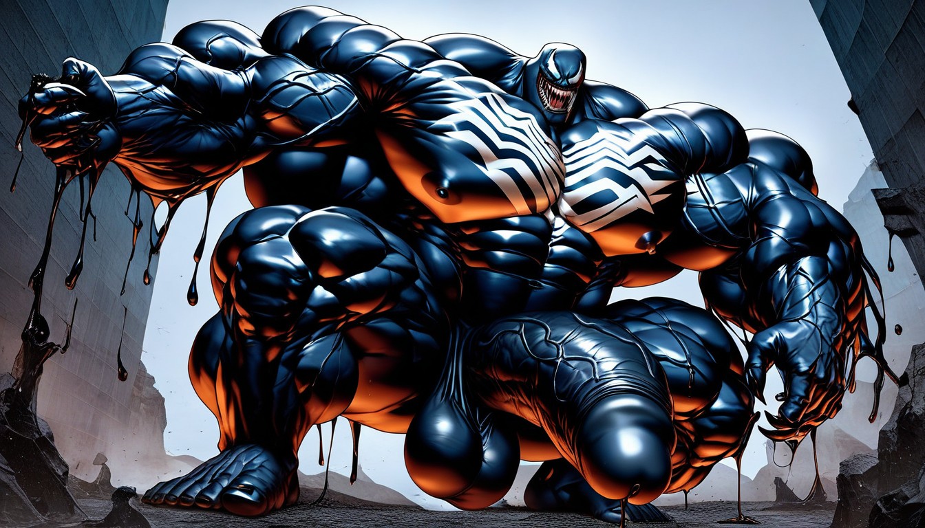 Erect Up, Black Goo On Skin, Big Muscles AI Gay Porn