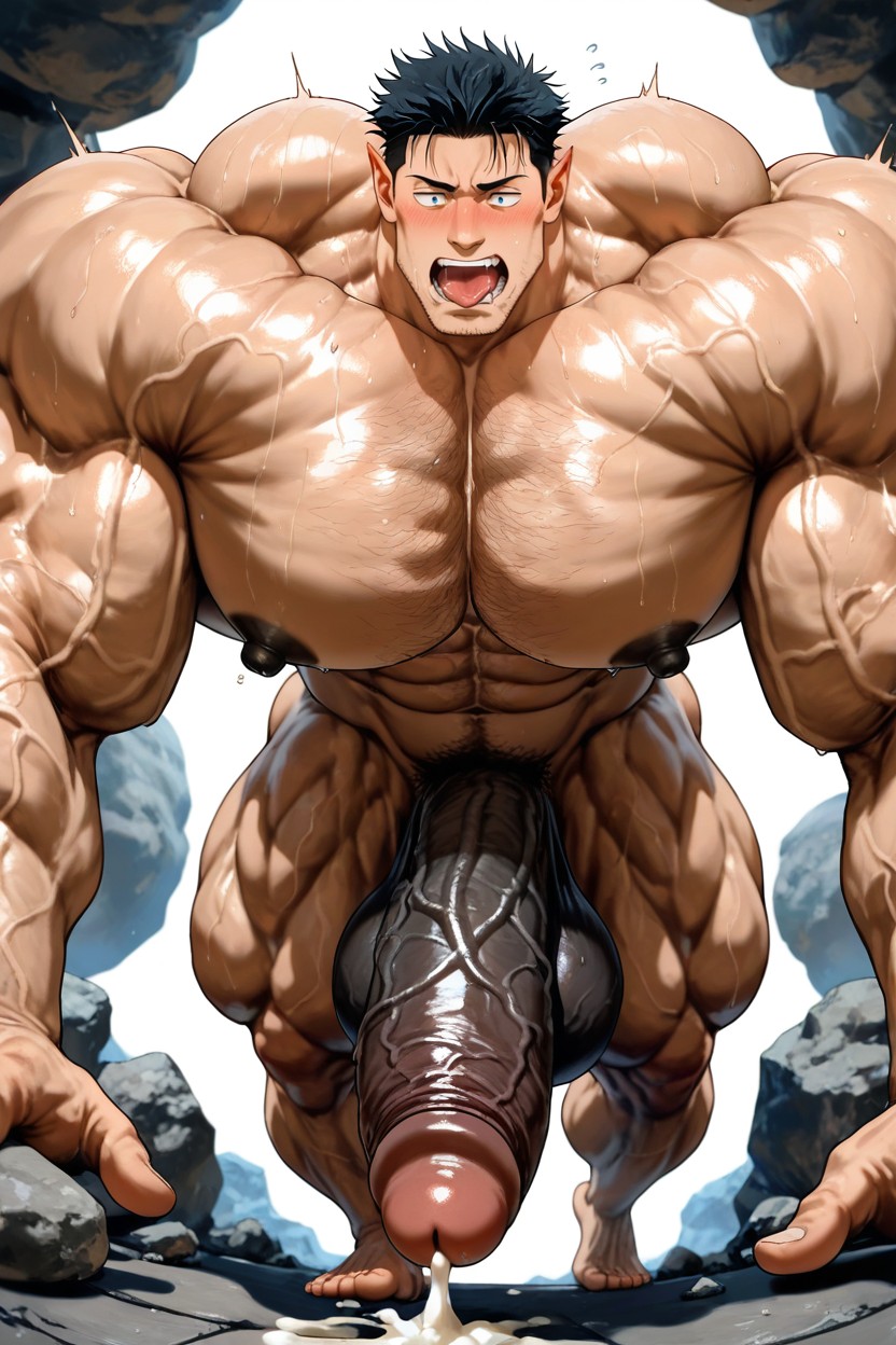 Masculine, Motion Lines Indicating Pulsation, Tall Muscular Physique AI Gay Porn