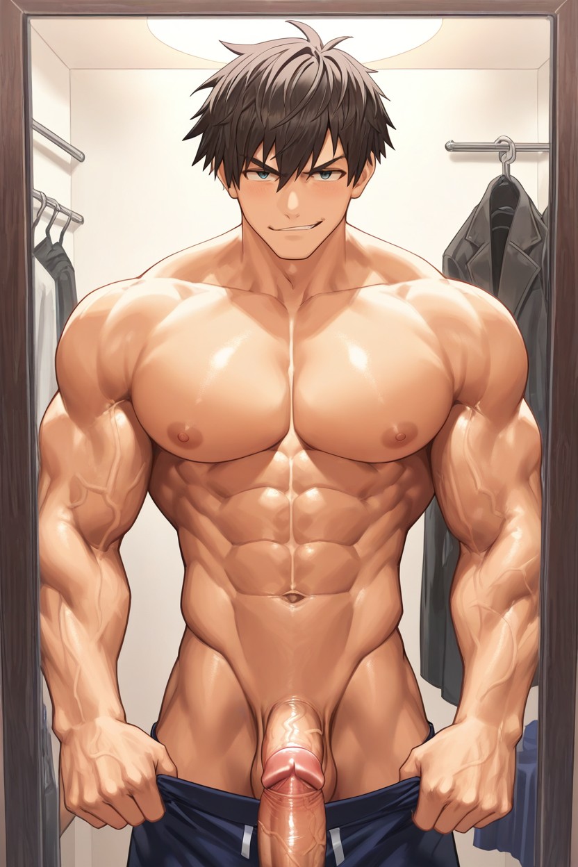 Boyish Face, Massive Pecs, Strong V Line AI Gay Porn