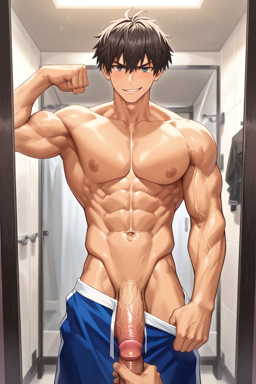 Own's Erected Penis, Topless, V-shaped AI同性戀黃片