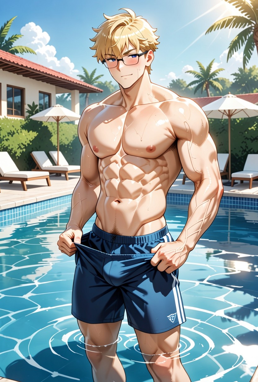 Revealing Pubic Area, Smallcircumference Waist, Pool AI Gay Porn