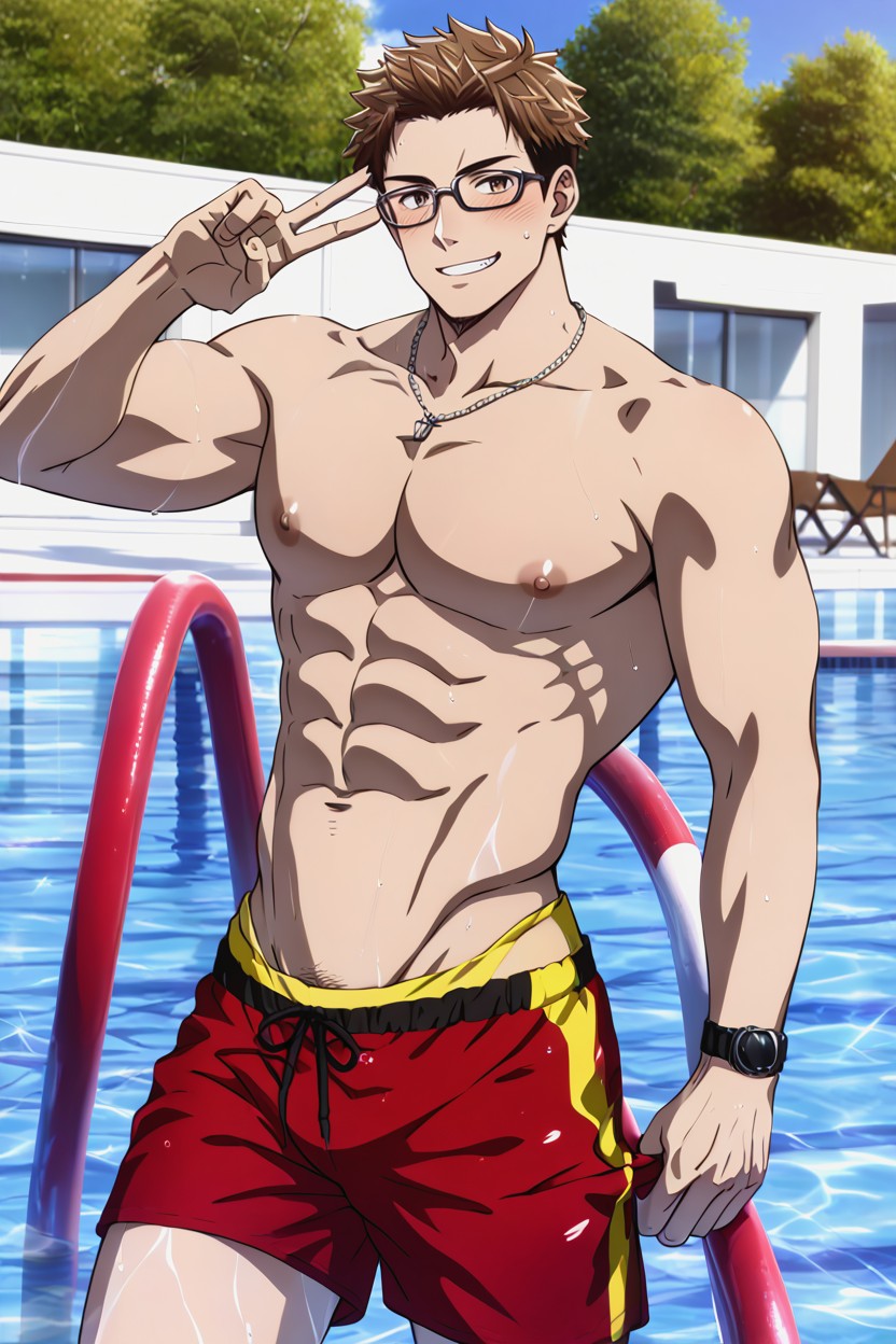 Sculpted Abs, Blond Messy Hair, Boyish Face AI同性戀黃片