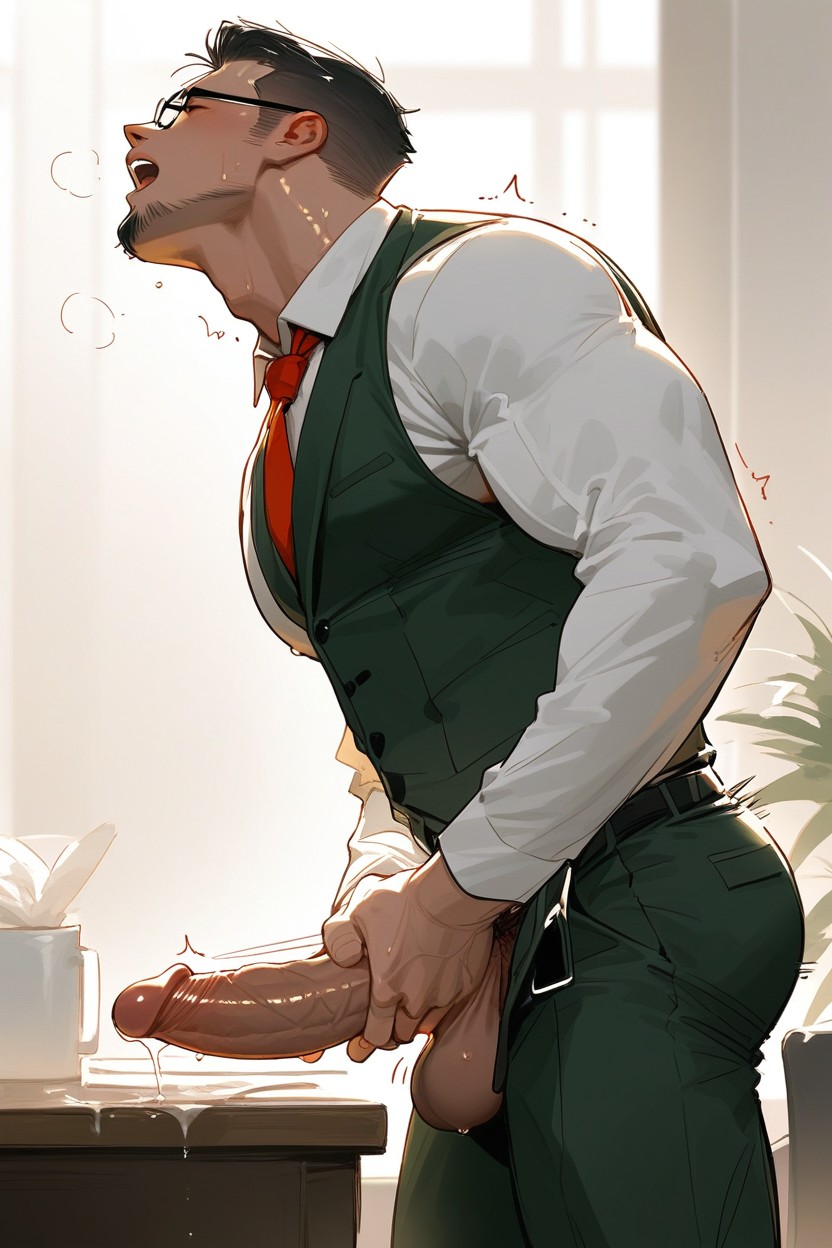 Standing, Office, Side View AI Gay Porn