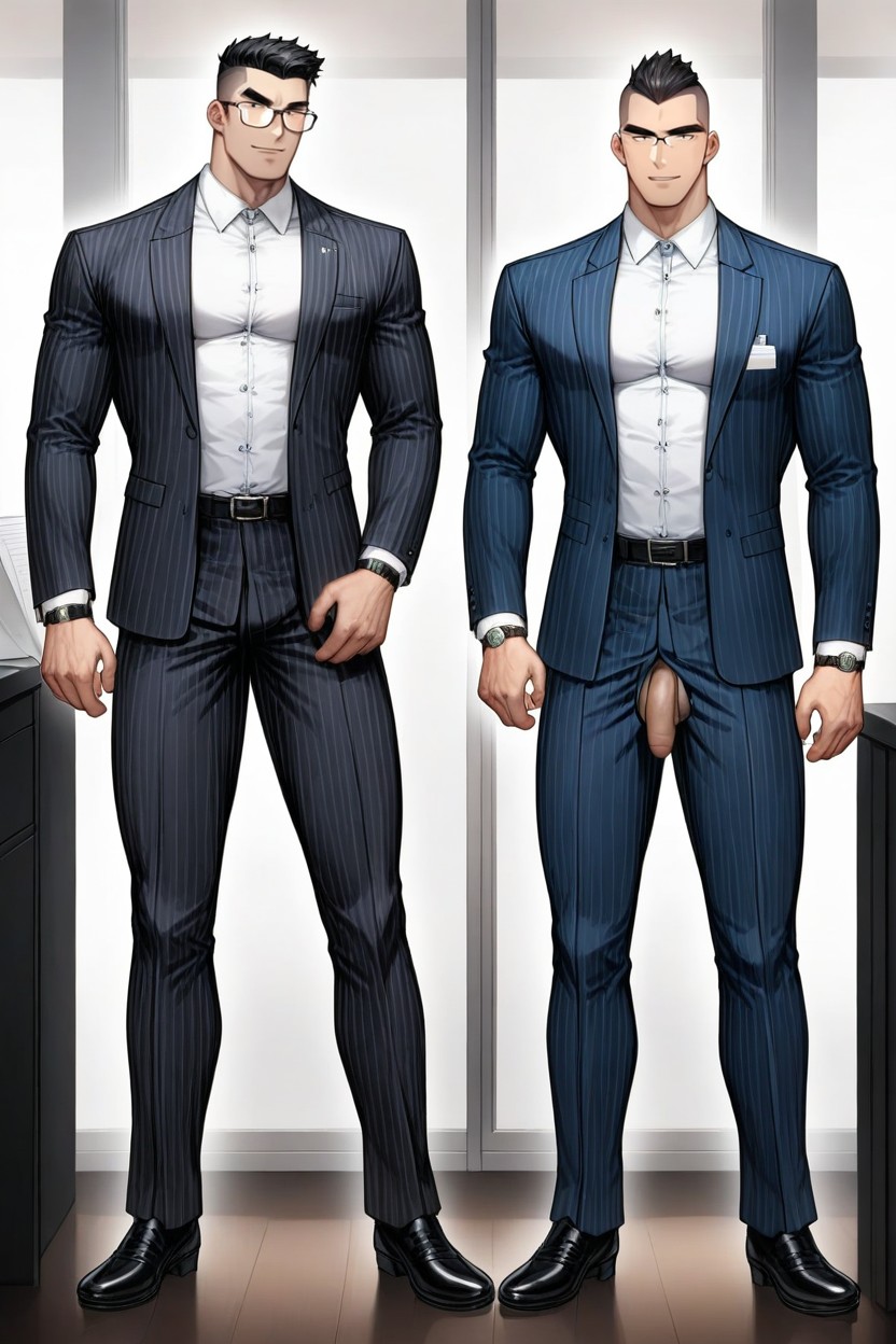 Pants Properly Worn, Tough-looking, An Extremely Handsome Korean Man AI Gay Porn