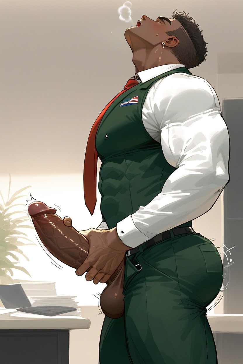 Tanned Skin, Indoors, Side View AI Gay Porn